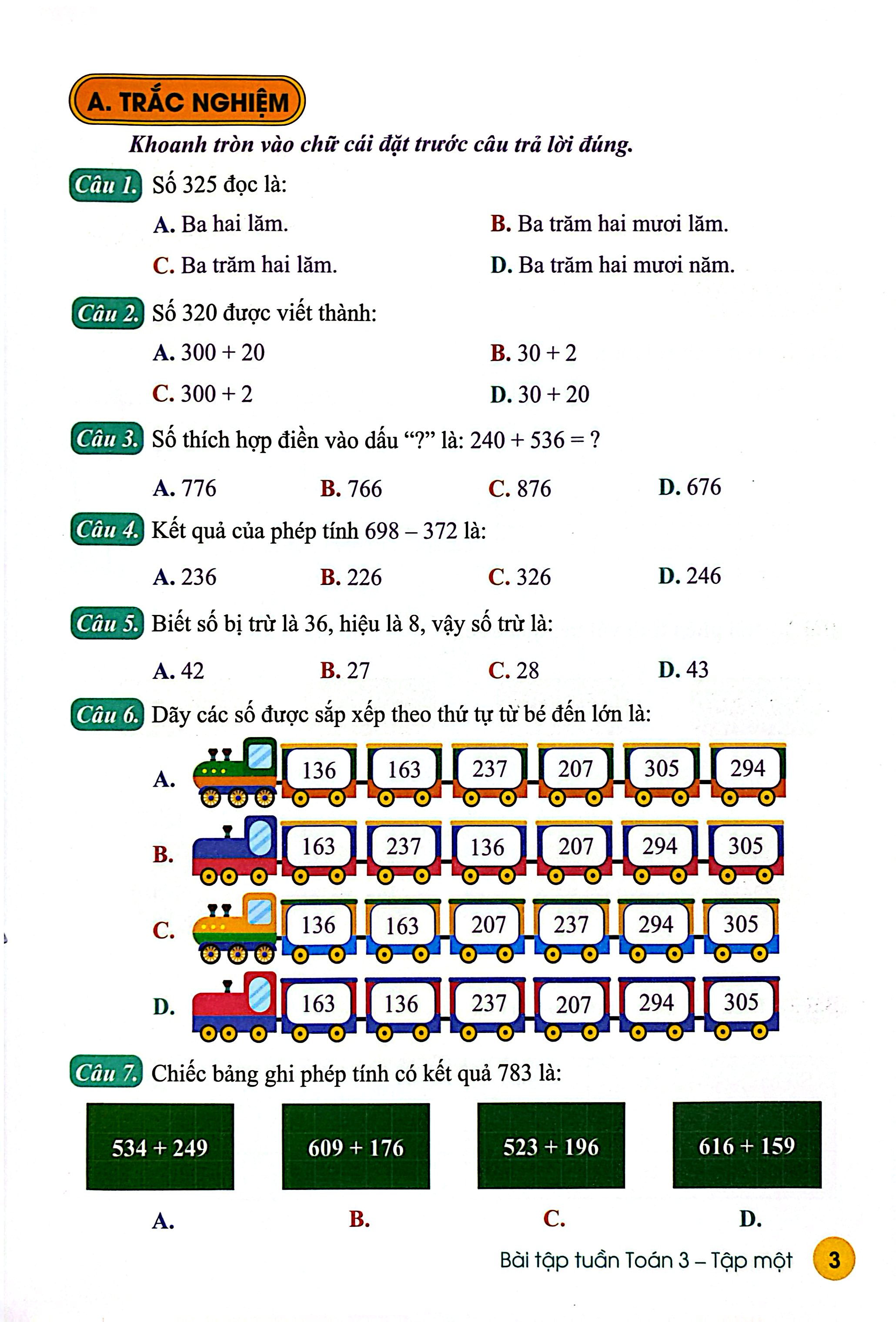Bài Tập Cuối Tuần Toán 3 - Tập Một (Kết Nối) - Ảnh 6