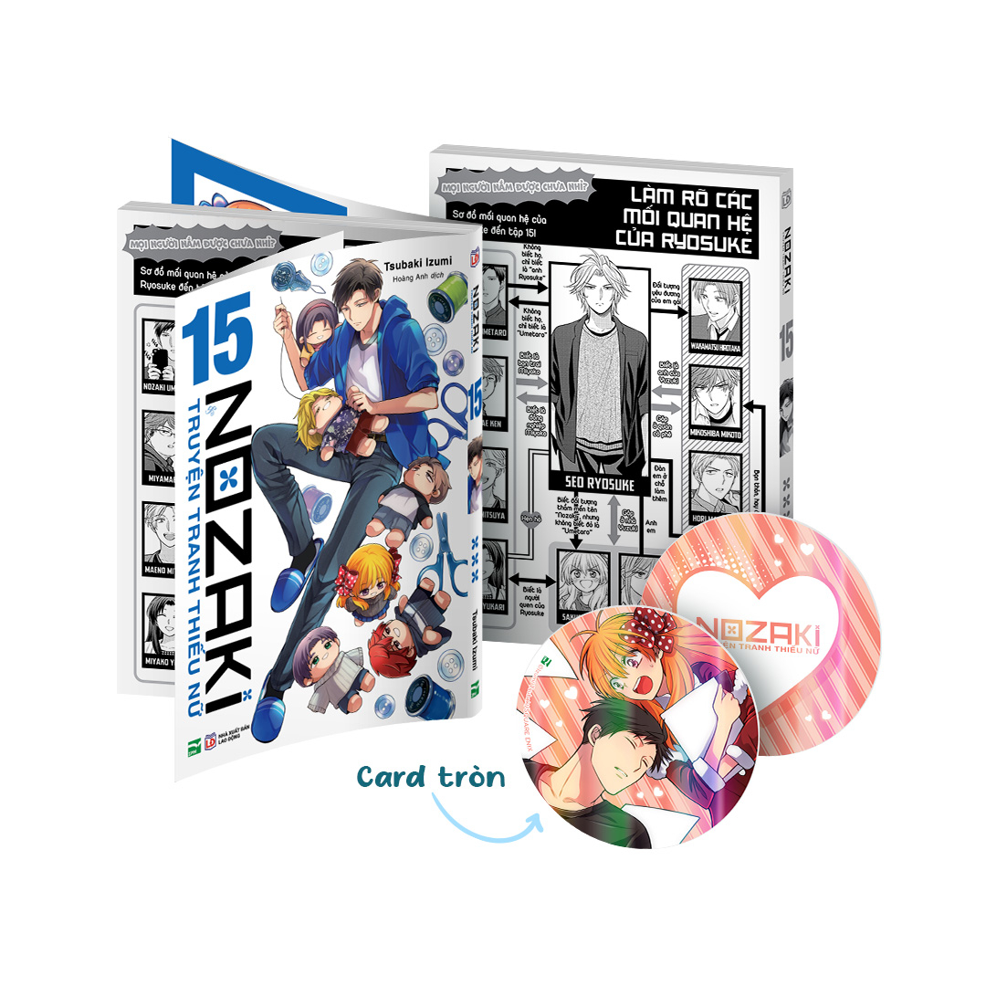 Bộ Bộ Manga - Nozaki & Truyện Tranh Thiếu Nữ: Tập 14 + Tập 15 (Bộ 2 Tập) - Bản Sưu Tầm - Tặng Kèm 2 Bìa Áo + 1 Standee Bập Bênh + 2 Clear Card + 1 Slider Card + 1 Set 2 Huy Hiệu + 2 Card Tròn - Ảnh 4