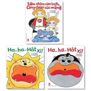 bộ bộ sách tranh truyện ehon nhật bản - hắt xì + siêu nhân rửa tay và công chúa súc miệng (bộ 3 cuốn)