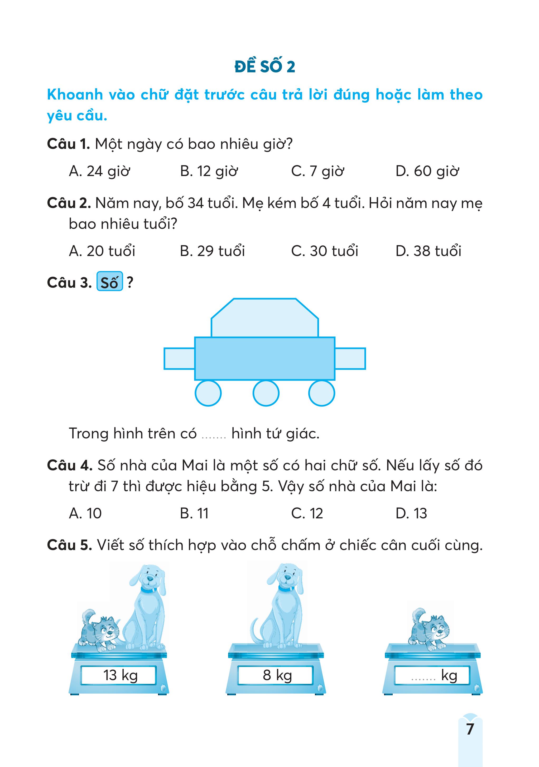 Bộ Đề Kiểm Tra, Đánh Giá Toán 2 - Ảnh 7