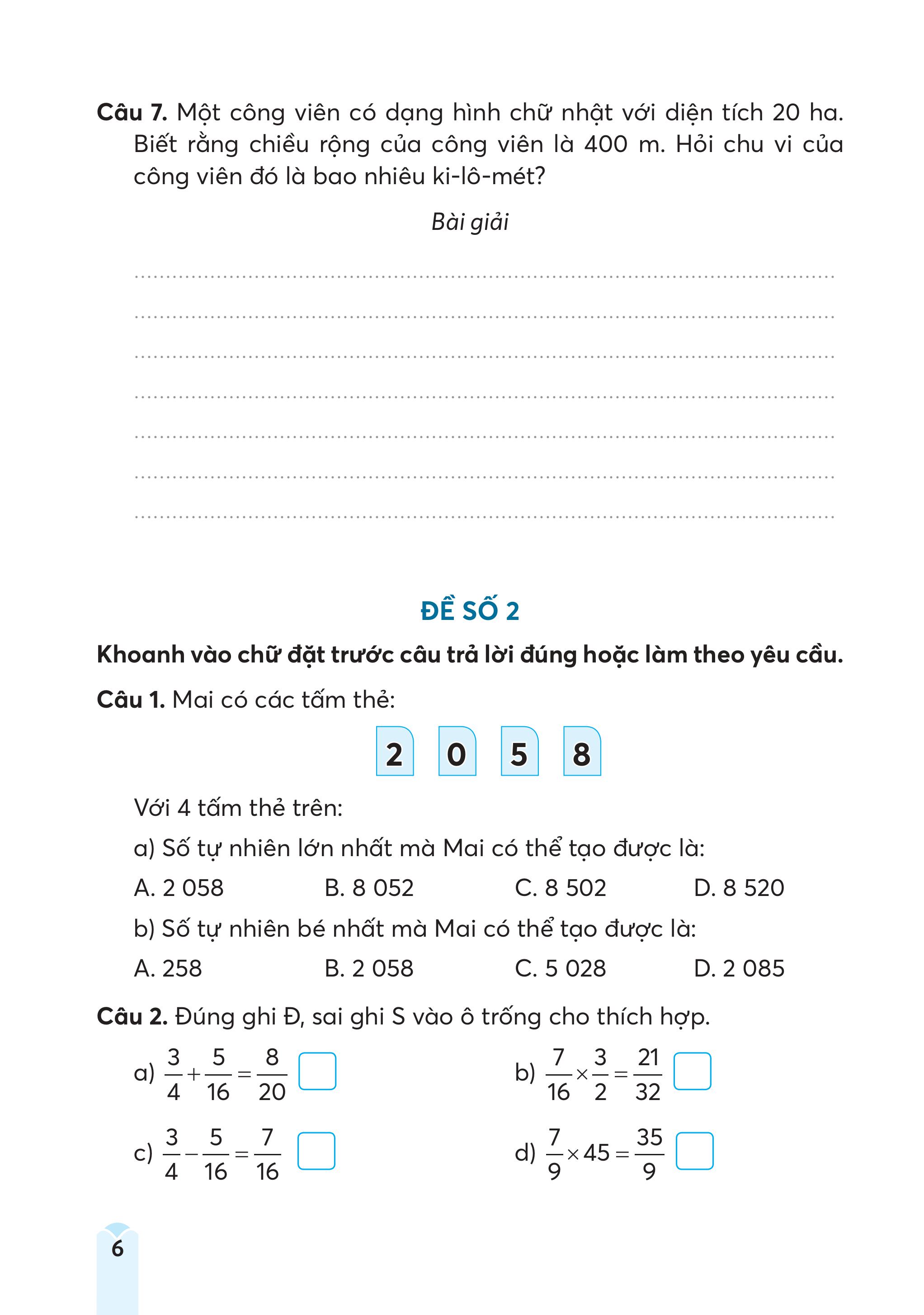 Bộ Đề Kiểm Tra, Đánh Giá Toán 5 - Ảnh 7