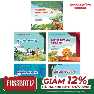 bộ sách nuôi dưỡng tâm hồn trẻ thơ dành cho trẻ từ 0 đến 3 tuổi: ngọn đèn trong hang tối + bài tập làm văn trong mơ + ai là nhà vô địch + nhà văn bạch tuộc + cún lười đi học săn (bộ 5 tập)
