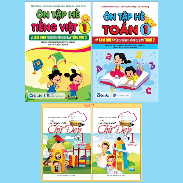 Bo Sach On Tap He Tieng Viet 1 + On Tap He Toan 1 (Bo 2 Cuon) - Tang Kem Sach Luyen Viet Chu Dep Lop 1 - Tap 1 + Tap 2