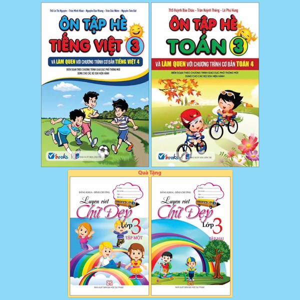 Bo Sach On Tap He Tieng Viet 3 + On Tap He Toan 3 (Bo 2 Cuon) - Tang Kem Sach Luyen Viet Chu Dep Lop 3 - Tap 1 + Tap 2