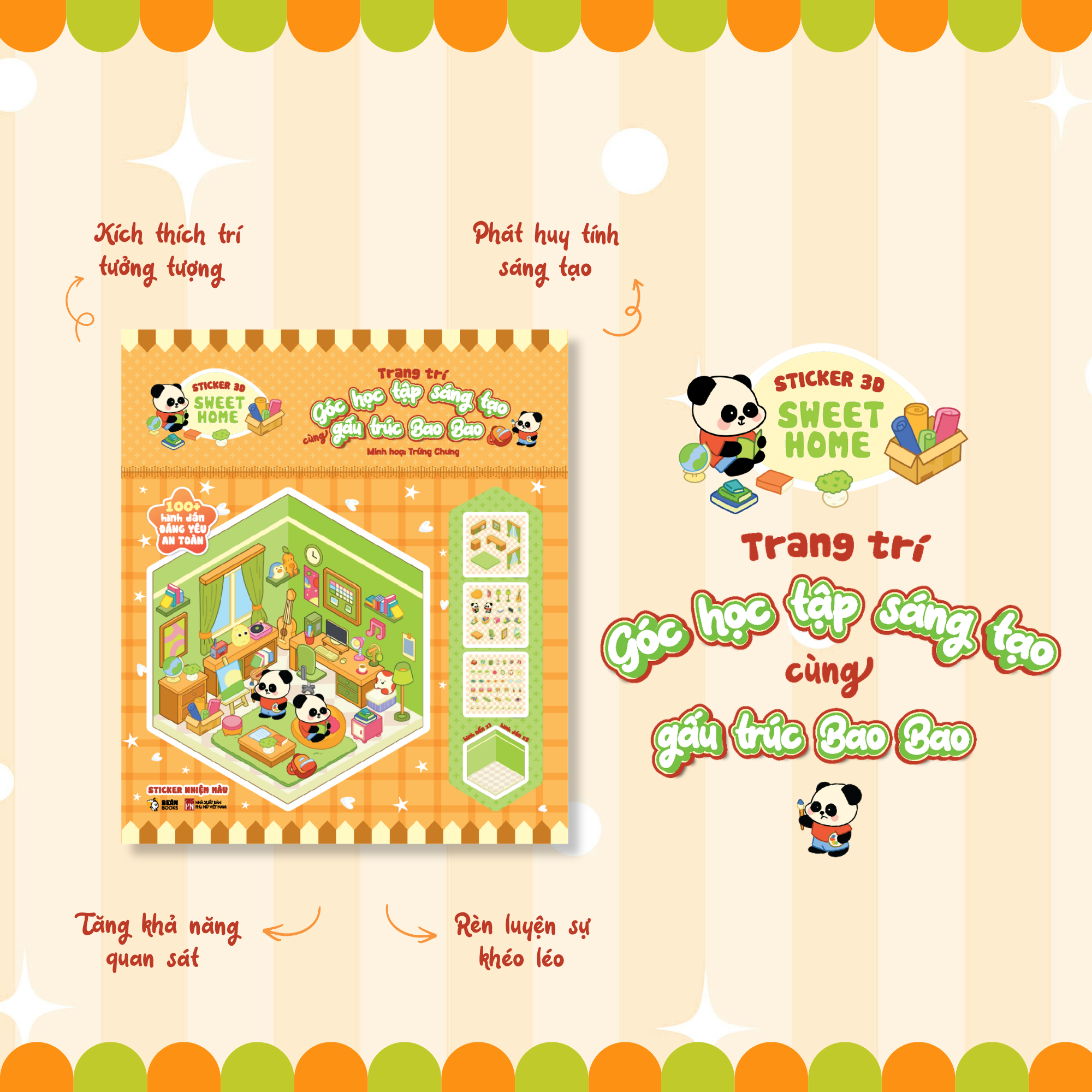 Bộ Sticker 3D Sweet Home - Trang Trí Góc Học Tập Sáng Tạo Cùng Gấu Trúc Bao Bao - Ảnh 4