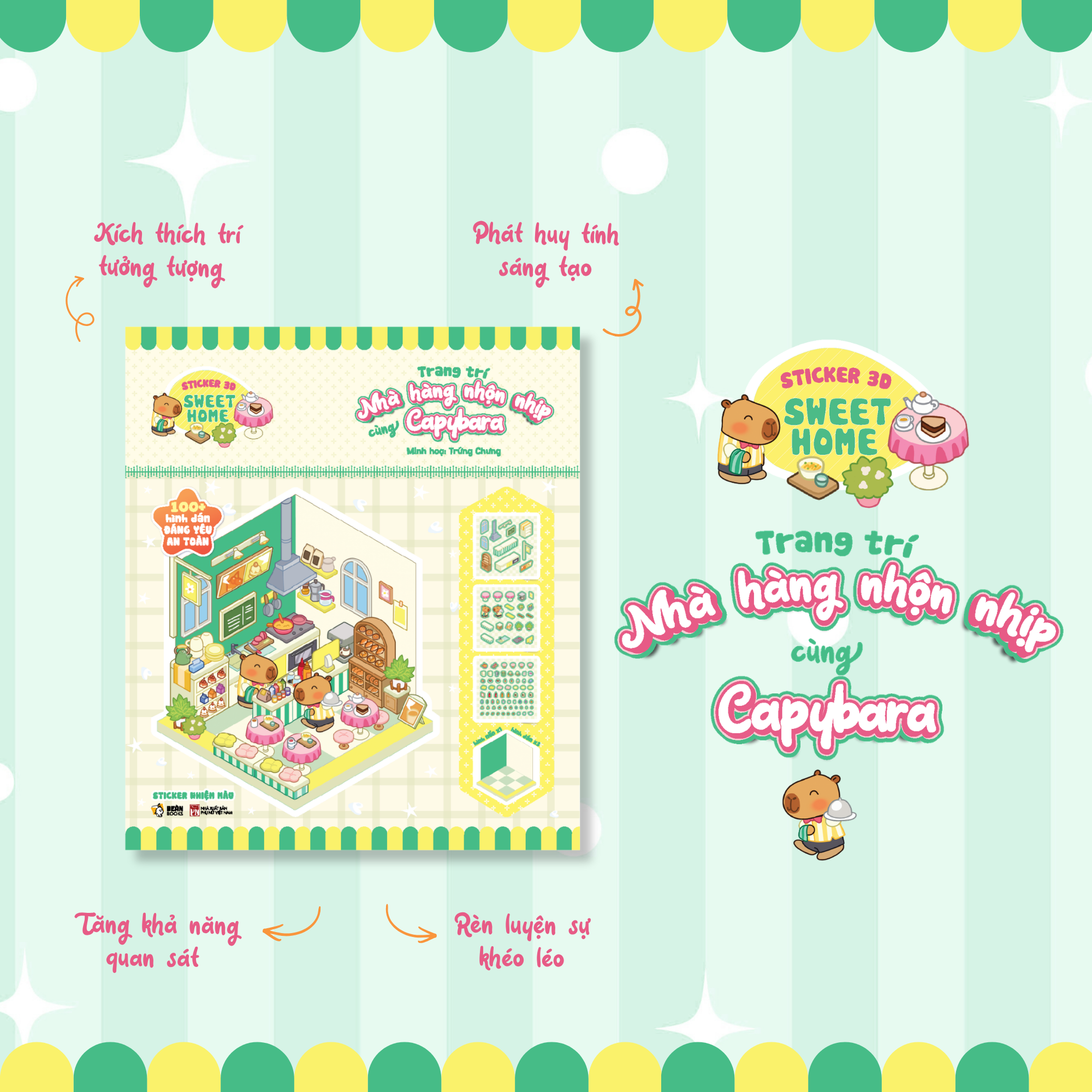 Bộ Sticker 3D Sweet Home - Trang Trí Nhà Hàng Nhộn Nhịp Cùng Capybara - Ảnh 4