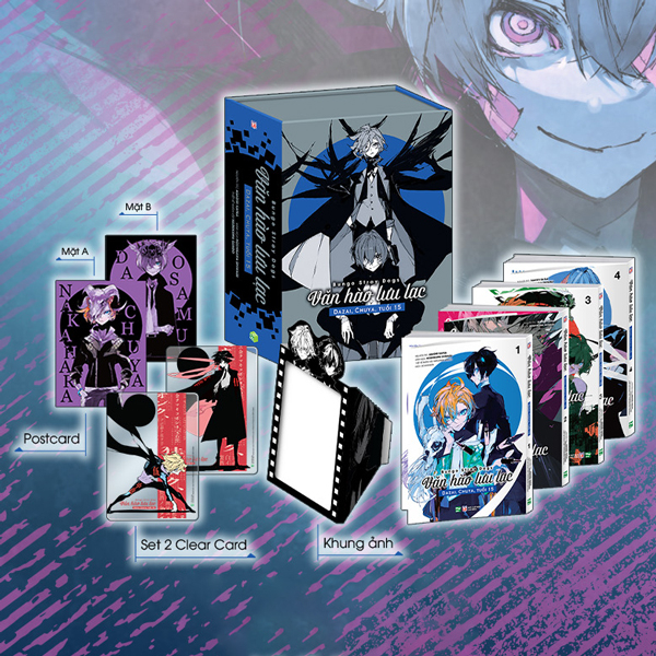 Boxset Manga Van Hao Luu Lac - Dazai, Chuya, Tuoi 15 (Hop 4 Tap) - Ban Dac Biet - Tang Kem 1 Postcard 2 Mat + 2 Clear Card Hinh Nhan Vat + 1 Khung Anh