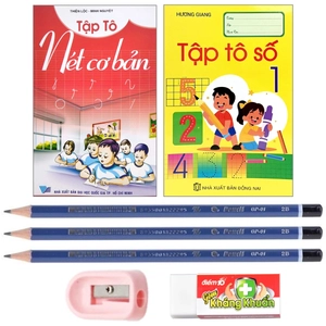 combo bộ 02 quyển tập tô cơ bản (kèm bộ dụng cụ học sinh)