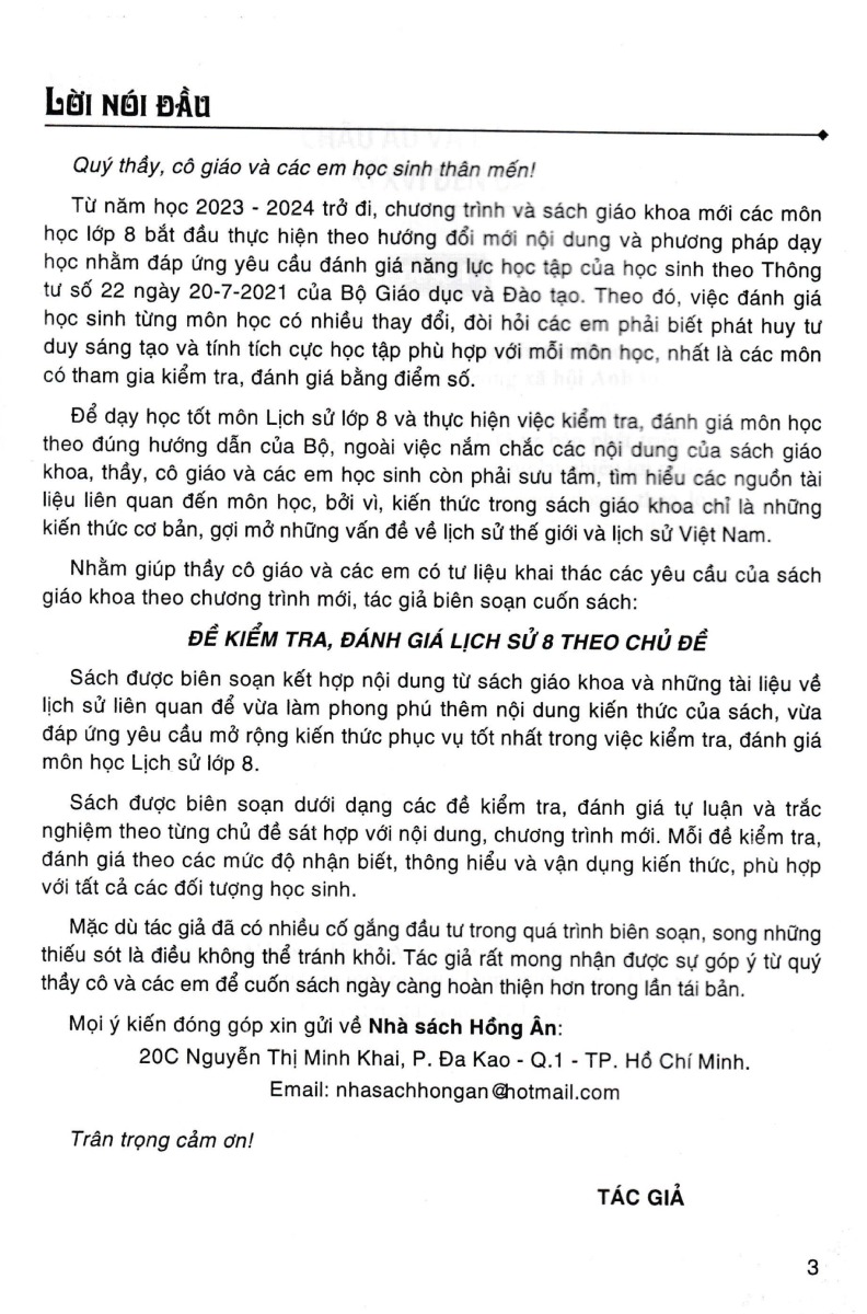đề kiểm tra, đánh giá lịch sử 8 theo chủ đề (dùng chung cho các bộ sgk hiện hành) - Ảnh 3